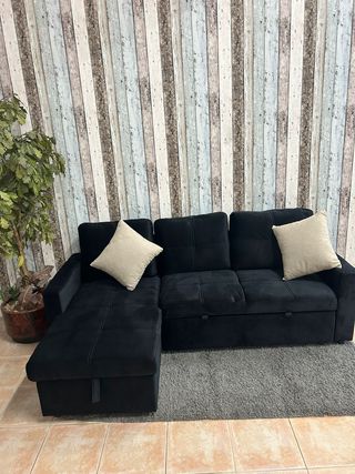 Divano 3 posti nero + letto e cassettiera