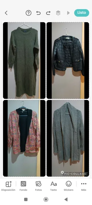 Blusones y abrigos tallas M,L