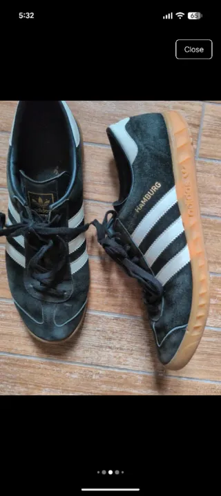 Classic black Adidas Hamburg trainers size 44 EU