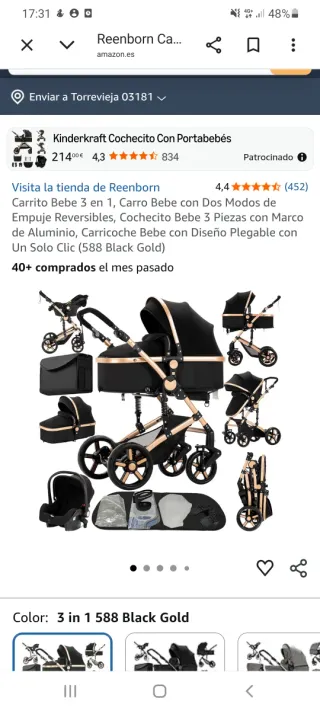 Carrito bebé 3 en 1 con silla de coche