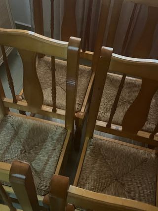 Conjunto 6 sillas cocina/comedor madera y ratán