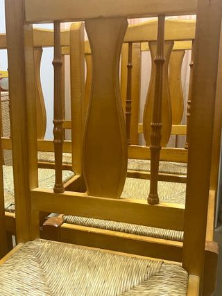 Conjunto 6 sillas cocina/comedor madera y ratán