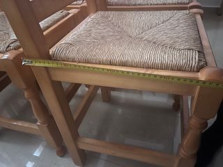 Conjunto 6 sillas cocina/comedor madera y ratán