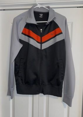 Chaqueta Nike Hombre Gris Retro Rayas Naranja