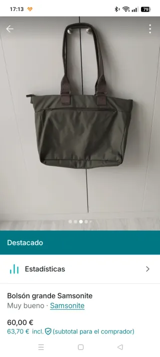 Bolso Grande Samsonite Verde Oliva,ordenador, tabl