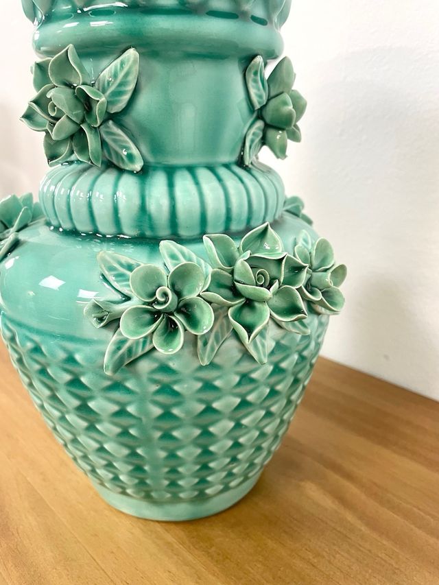 Jarrón Cerámica Estilo Manises Verde