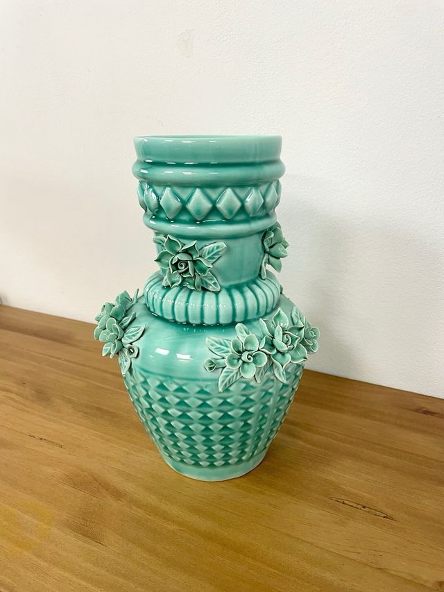 Jarrón Cerámica Estilo Manises Verde