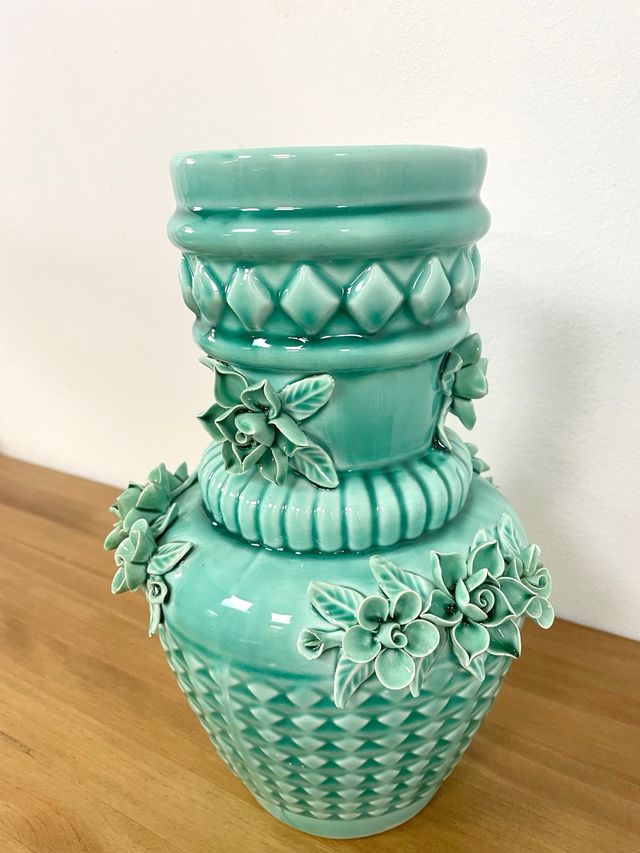 Jarrón Cerámica Estilo Manises Verde