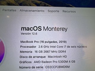 Macbook Pro 16” 2019 PANTALLA NO FUNCIONA