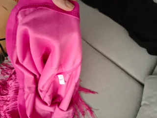 Falda fucsia con flecos