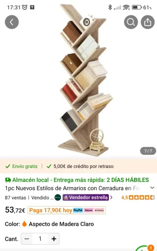 Librería vertical madera clara zig zag Nueva
