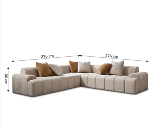 Sofá rinconera modular de tela beige