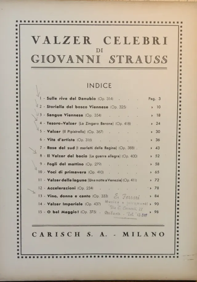 Set 2 Spartiti Valzer di Strauss