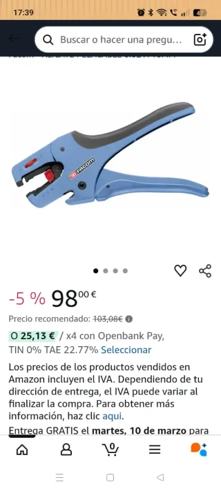 Alicates Pelacables Facom 793936PB Nuevo