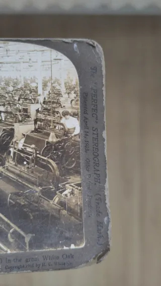 Tarjeta Estereoscópica Antigua Cotton Mills