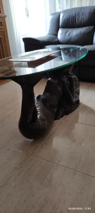 Mesa de salón Sirena cristal negro