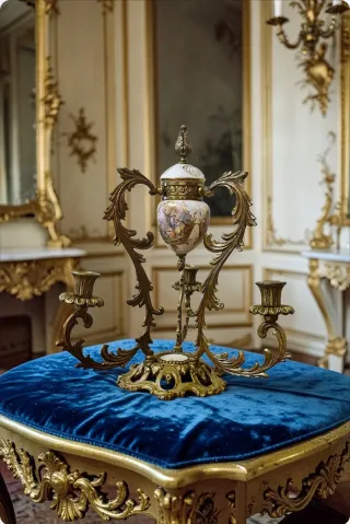 Candelabro LUIGI XV bronzo/porcellana stile SEVRES