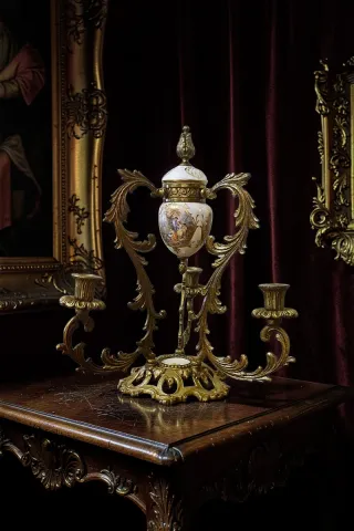 Candelabro LUIGI XV bronzo/porcellana stile SEVRES