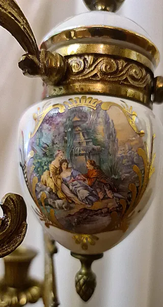 Candelabro LUIGI XV bronzo/porcellana stile SEVRES