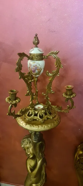 Candelabro LUIGI XV bronzo/porcellana stile SEVRES