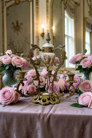 Candelabro LUIGI XV bronzo/porcellana stile SEVRES