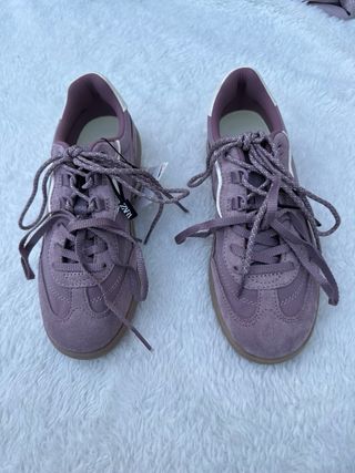 Zapatillas Zara malva mujer doble cordonera