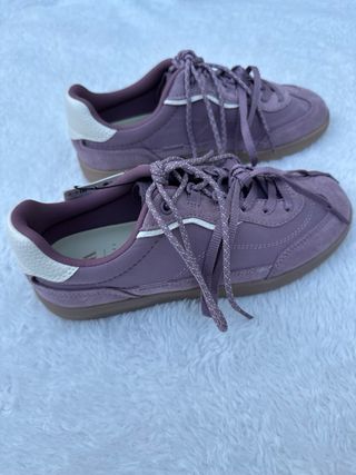 Zapatillas Zara malva mujer doble cordonera