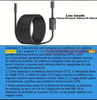 Cámara Endoscópica 2m Android