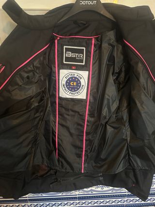 Chaqueta Moto Mujer BKM Negra y Rosa