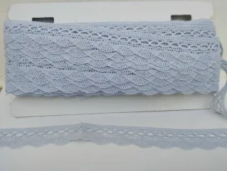 Punta de encaje de bolillos celeste