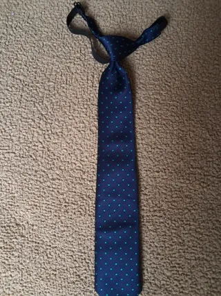 Cravatta per bambini blu con puntini verdi