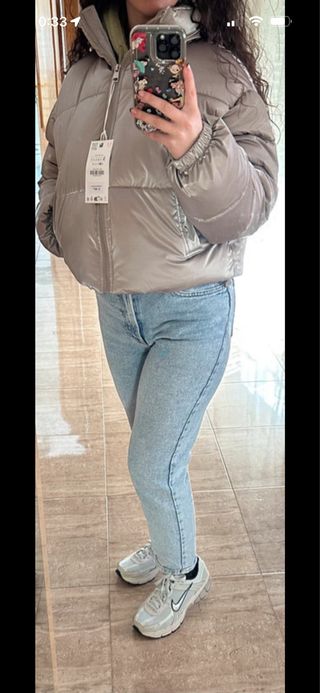 Chaqueta acolchada Zara dorada mujer