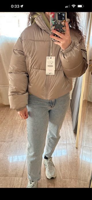 Chaqueta acolchada Zara dorada mujer
