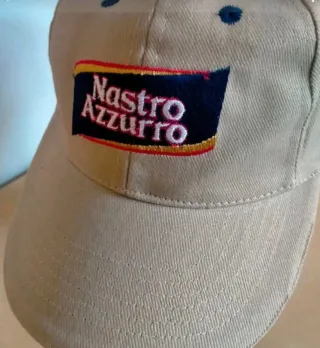 Cappello Nastro Azzurro Beige 100%Cotone