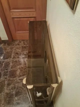 Mueble recibidor cristal y metal