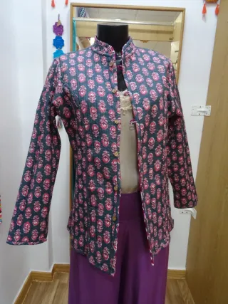 Chaqueta Estampada Reversible y Acolchada Algodón