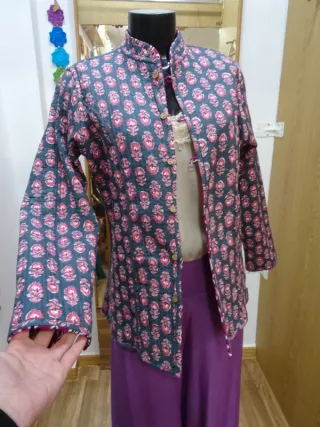 Chaqueta Estampada Reversible y Acolchada Algodón