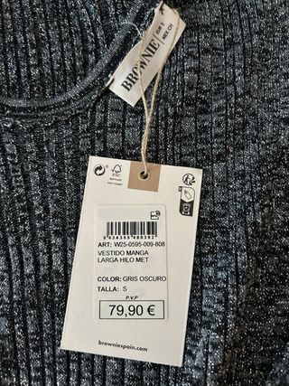 Vestido manga larga hilo metálico Brownie