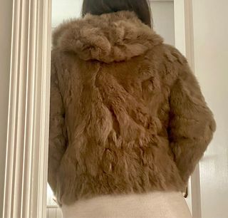 Chaqueta de piel auténtica marrón