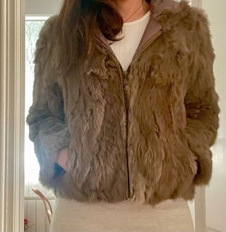 Chaqueta de piel auténtica marrón