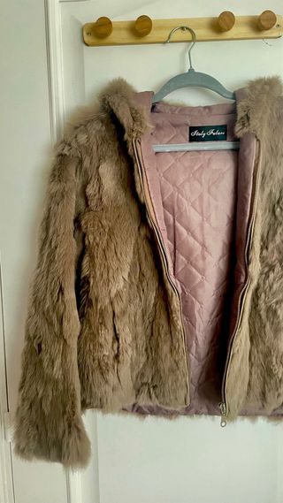 Chaqueta de piel auténtica marrón