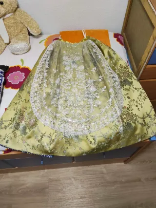 Traje Fallera Niña Azul y verde Oliva