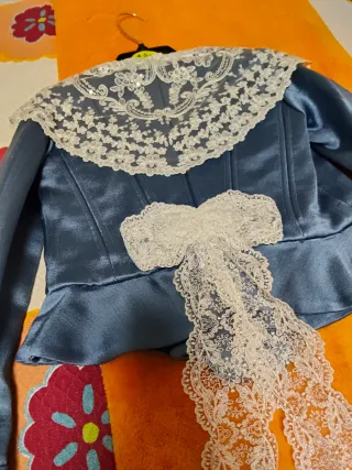 Traje Fallera Niña Azul y verde Oliva