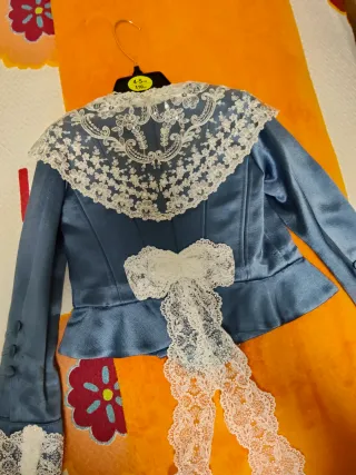 Traje Fallera Niña Azul y verde Oliva