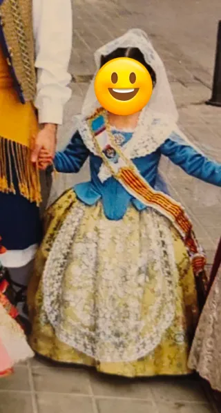 Traje Fallera Niña Azul y verde Oliva