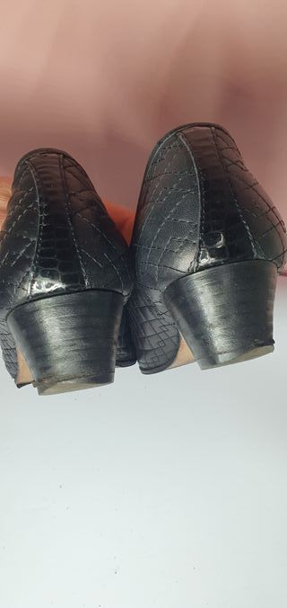 Scarpe Scolaro Pelle Nera Trapuntata Vintage