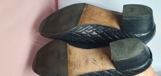 Scarpe Scolaro Pelle Nera Trapuntata Vintage