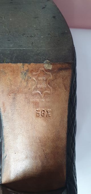 Scarpe Scolaro Pelle Nera Trapuntata Vintage