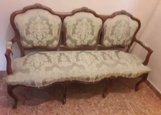 Sofá Isabelino Tapizado Tela y Madera