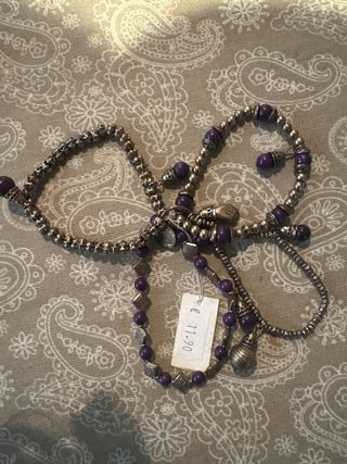 Pack 3 Pulseras Moradas y Plateadas